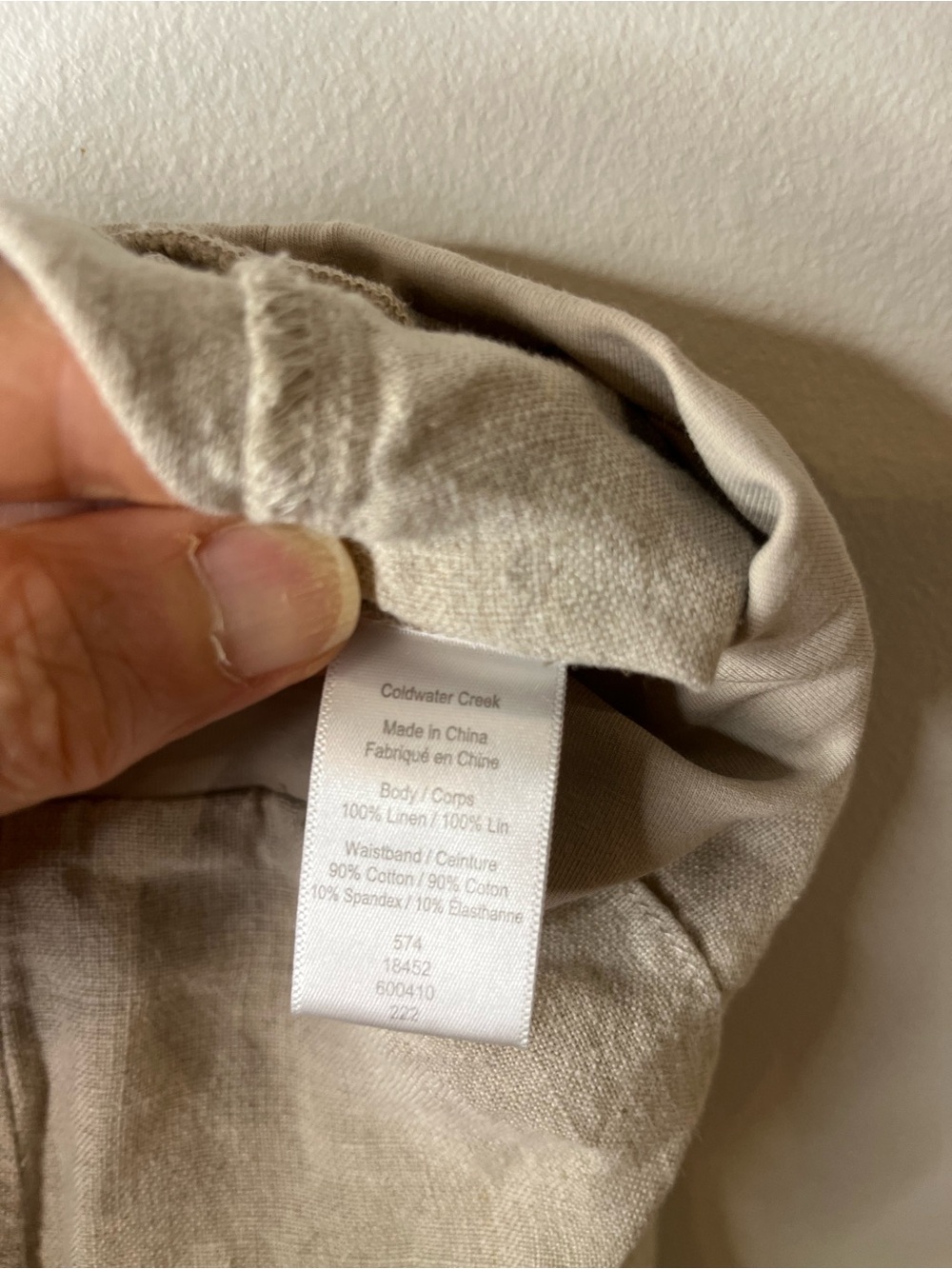 Coldwater Creek Beige 100% Linen Pull On Straight Leg Pants - Picture 3 of 6